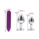 3 PIECES MULTI COLOR JEWEL-PLATED STAINLESS STEEL PLUG  pluglust