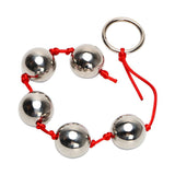 2 COLORS STRING STAINLESS STEEL ANAL BEADS WITH PULL RING Red Line pluglust