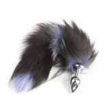 15" BLACK NATURAL FUR STAINLESS STEEL PLUG  pluglust