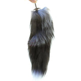 15" BLACK NATURAL FUR STAINLESS STEEL PLUG  pluglust