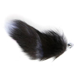 15" BLACK NATURAL FUR STAINLESS STEEL PLUG  pluglust