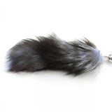 15" BLACK NATURAL FUR STAINLESS STEEL PLUG  pluglust