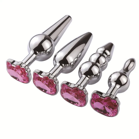 Colorful Stainless Steel Anal Plug with Crystal Tail