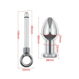 38mm Diameter Hollow Metal Anal Plug & 175g Flushable Enema Cleaning Tool