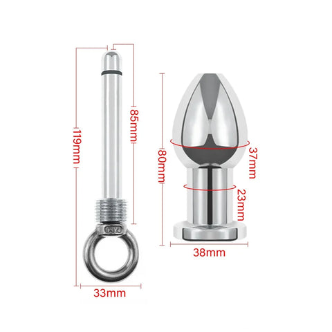 38mm Diameter Hollow Metal Anal Plug & 175g Flushable Enema Cleaning T 38mm Diameter Hollow Metal Anal Plug & 175g Flushable Enema Cleaning T