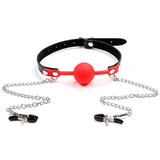 Ball Gag with Nipple Clamps