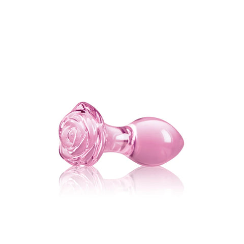 Pink Crystal Glass Butt Plug – Smooth Heart & Beaded Anal Massager