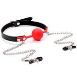 Ball Gag with Nipple Clamps