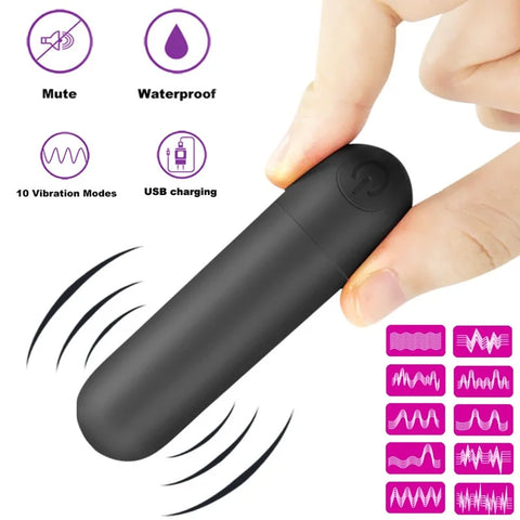 Compact USB Bullet Vibrator for Clitoral, Vaginal & G-Spot Toy
