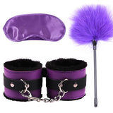 Bondage Kit Set – Leather & Plush Role Play Accessories with Handcuffs, Blindfold & Feather