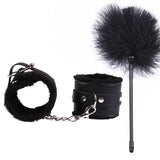 Bondage Kit Set – Leather & Plush Role Play Accessories with Handcuffs, Blindfold & Feather