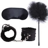 Bondage Kit Set – Leather & Plush Role Play Accessories with Handcuffs, Blindfold & Feather