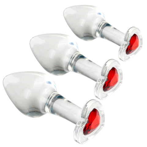 3-Piece Smooth Glass Anal Plug Set Beginner Training & Intimate Stim 3-Piece Smooth Glass Anal Plug Set Beginner Training & Intimate Stim