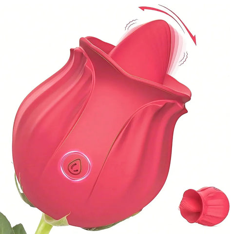 Rose Tongue Licking Vibrator Oral-Style Clitoral & G-Spot Stimulatio Rose Tongue Licking Vibrator Oral-Style Clitoral & G-Spot Stimulatio