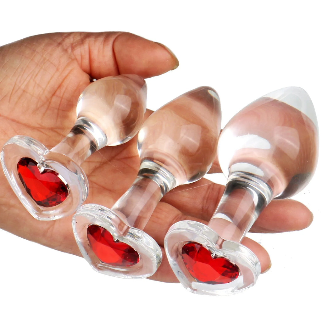 3-Piece Smooth Glass Anal Plug Set Beginner Training & Intimate Stim 3-Piece Smooth Glass Anal Plug Set Beginner Training & Intimate Stim