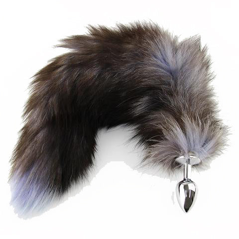 18" Tail Black Wolf Stainless Steel Plug PlugLust 18" Tail Black Wolf Stainless Steel Plug PlugLust
