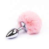 3&quot; TAIL MULTI COLOR BUNNY STAINLESS STEEL PLUG Pink pluglust
