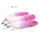 WHITE WITH PINK CAT/FOX TAIL 3 SIZES STAINLESS STEEL PLUG  pluglust