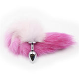 WHITE WITH PINK CAT/FOX TAIL 3 SIZES STAINLESS STEEL PLUG  pluglust