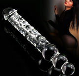 Large Glass 12*2.2 inch +3 Anal Beads Huge Double Glass Dildo