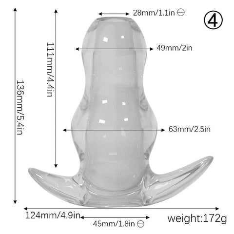 Clear Hollow Butt Plug 5 Sizes - S to XXL - PlugLust Clear Hollow Butt Plug 5 Sizes - S to XXL - PlugLust