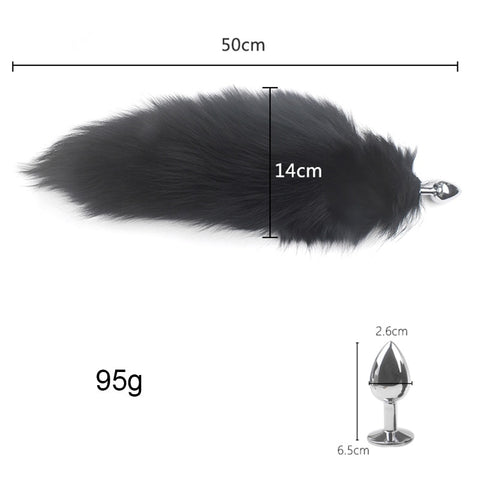 Black Cat Tail Stainless Steel Plug PlugLust Black Cat Tail Stainless Steel Plug PlugLust
