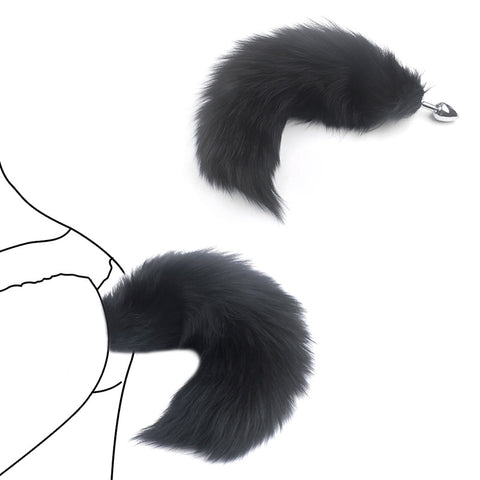 Black Cat Tail Stainless Steel Plug PlugLust Black Cat Tail Stainless Steel Plug PlugLust
