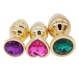 3 SIZES 10 COLORS JEWELED HEART-SHAPED STAINLESS STEEL PLUG