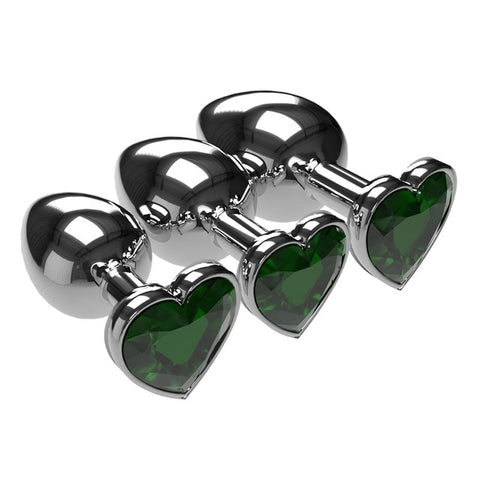 Heart-Shaped Jeweled Stainless Steel Plugs PlugLust Heart-Shaped Jeweled Stainless Steel Plugs PlugLust