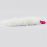 14&quot; WHITE CAT TAIL WITH PINK SILICONE PLUG  pluglust