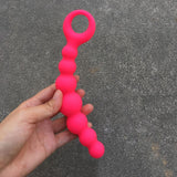 Anal Beads - Silicone With Finger Handle