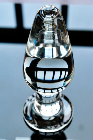 4" Semi-Pointed Pyrex Crystal Butt Plug - PlugLust 4" Semi-Pointed Pyrex Crystal Butt Plug - PlugLust