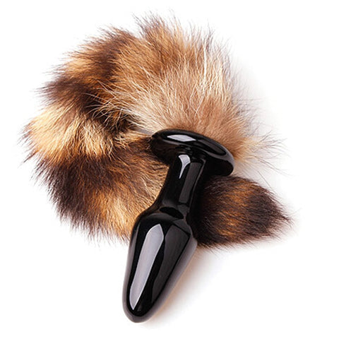 11" Raccoon Tail 3 Colors Glass Plug PlugLust 11" Raccoon Tail 3 Colors Glass Plug PlugLust