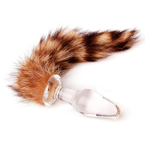 11" Raccoon Tail 3 Colors Glass Plug PlugLust 11" Raccoon Tail 3 Colors Glass Plug PlugLust
