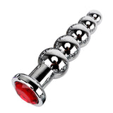 MULTI COLOR JEWEL-PLATED WITH 5 BALLS STAINLESS STEEL PLUG Red pluglust