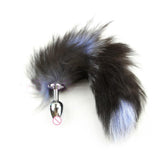 15&quot; BLACK NATURAL FUR STAINLESS STEEL PLUG  pluglust